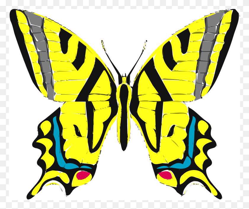 2400x1980 Clipart - Yellow Butterfly Clipart