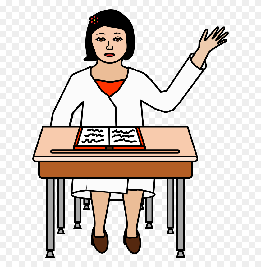 632x800 Clipart - Student Sitting At Desk Clipart