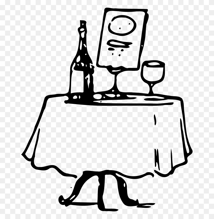 673x800 Clipart - Table Black And White Clipart
