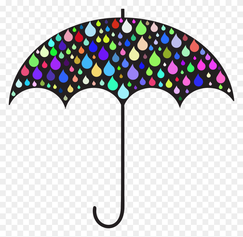2292x2241 Clipart - Umbrella With Rain Clipart