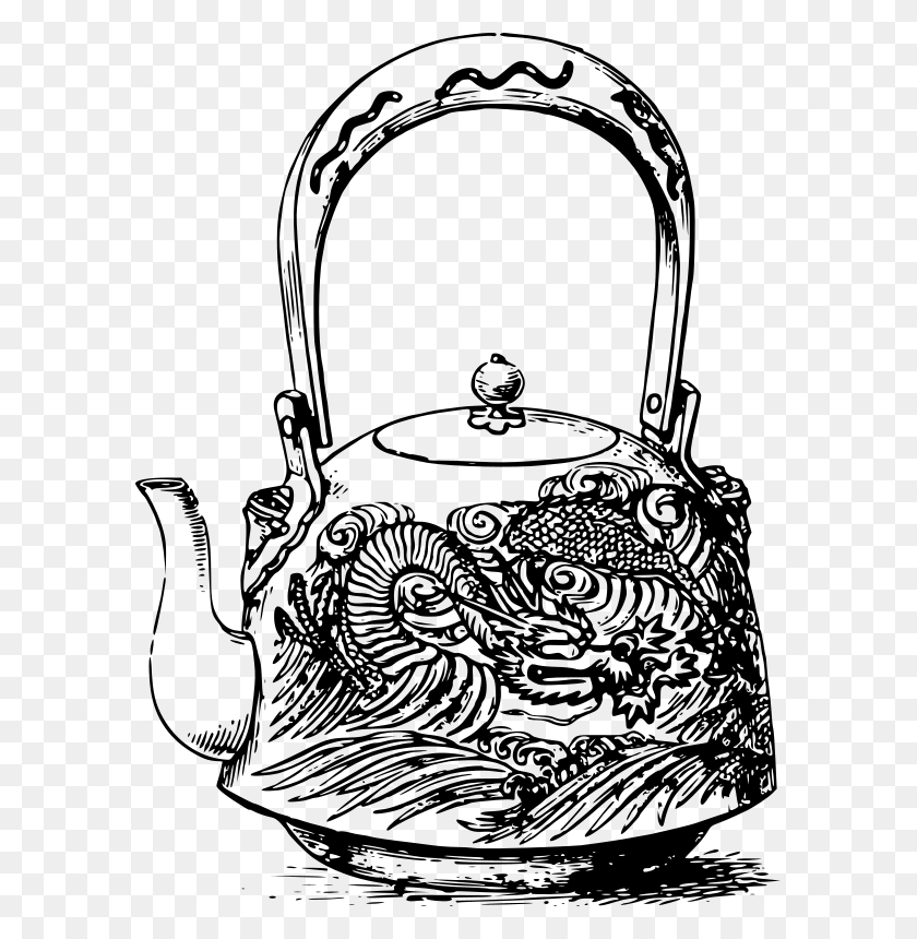 591x800 Clipart - Teapot Clipart Black And White