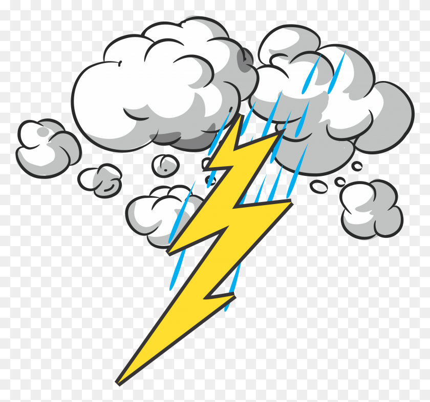2400x2228 Clipart - Thunder And Lightning Clipart