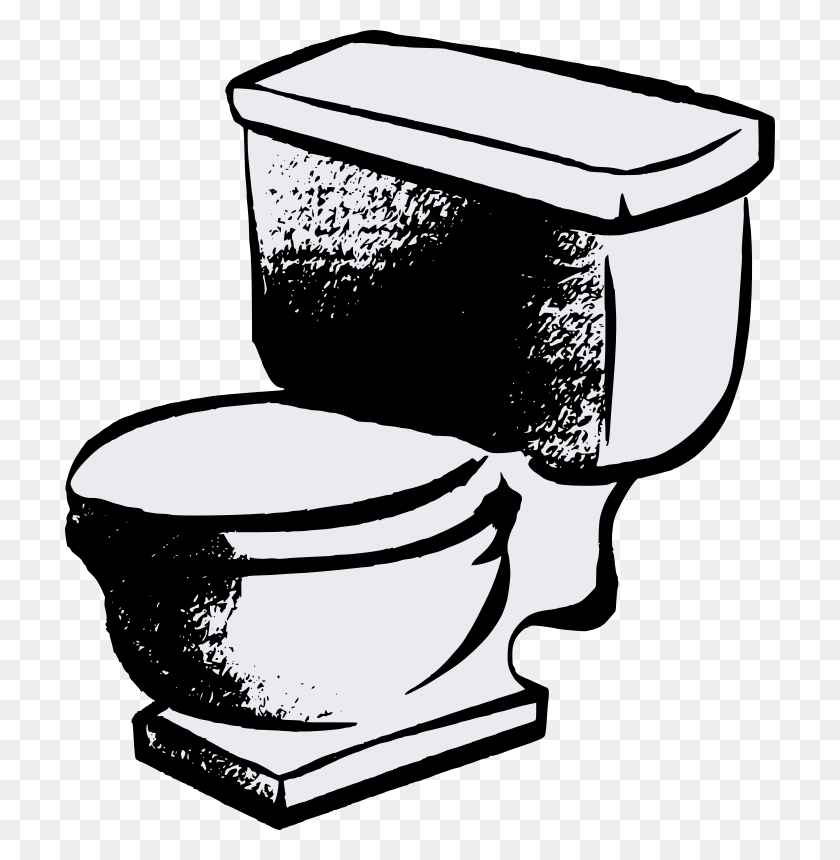 710x800 Clipart - Toilet Clipart Black And White