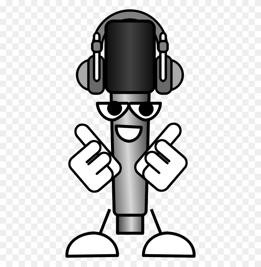 420x800 Clipart - Microphone Clipart Black And White
