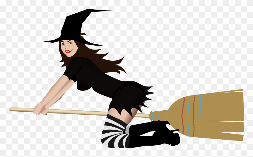 2400x1426 Clipart - Witch On Broom Clipart