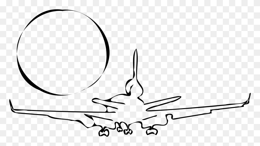 2400x1266 Clipart - Airplane Clipart Outline