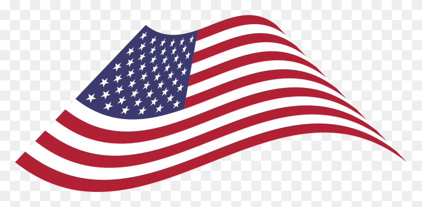 2340x1058 Clipart - American Flag Waving PNG