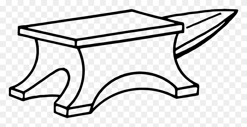 2400x1146 Clipart - Anvil Clipart Black And White