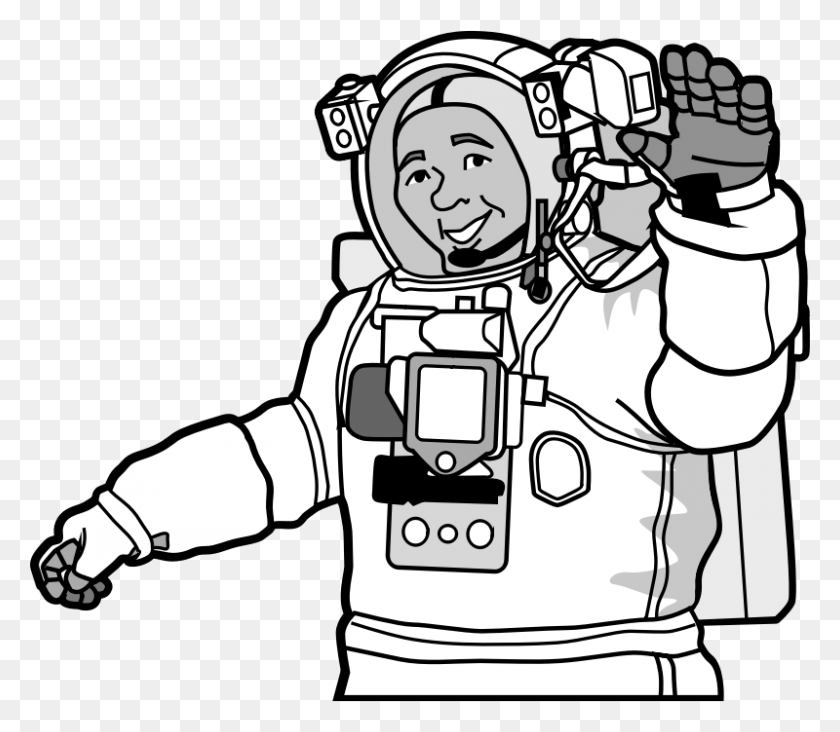 800x690 Clipart - Astronaut Black And White Clipart