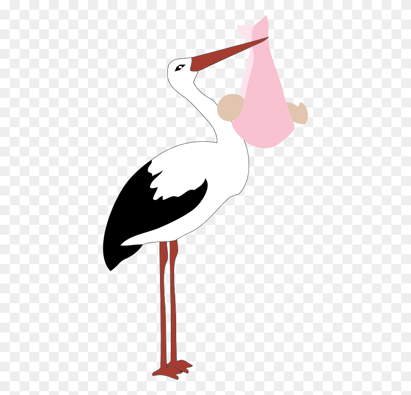 420x748 Clipart - Baby Girl Stork Clipart