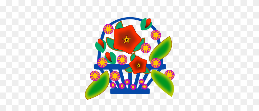 300x300 Clipart - Basket Of Flowers Clipart