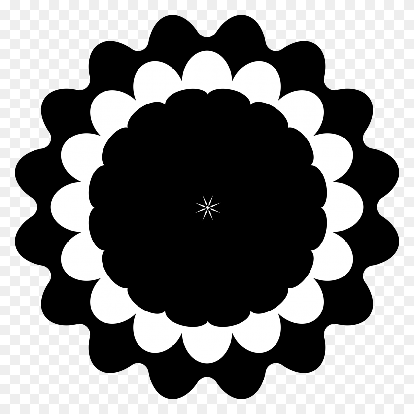2370x2370 Clipart - Black Flower PNG