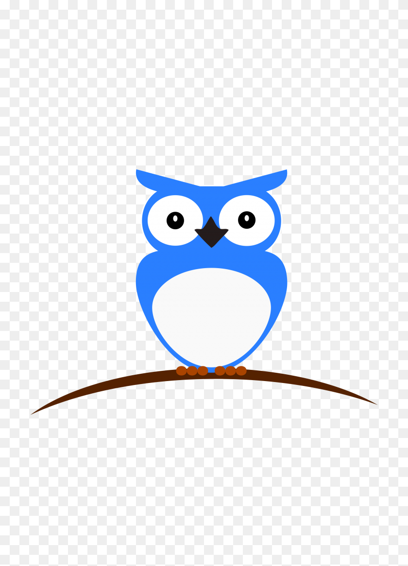 2400x3394 Clipart - Blue Owl Clipart