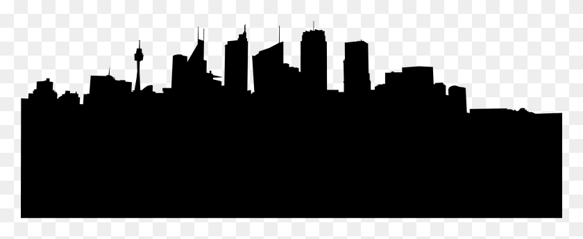 2400x875 Clipart - City Silhouette PNG