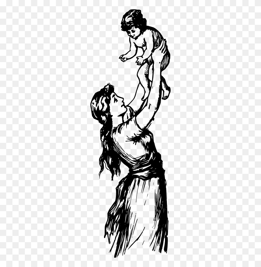 260x800 Clipart - Mother Baby Clipart