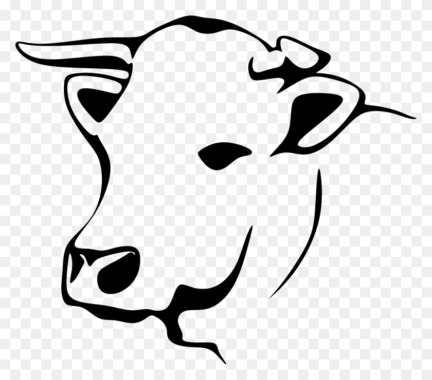 2304x2010 Clipart - Cow Head Clipart Black And White