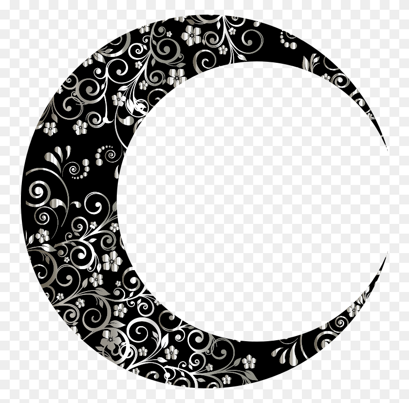 756x768 Clipart - Crescent Moon Clipart Black And White