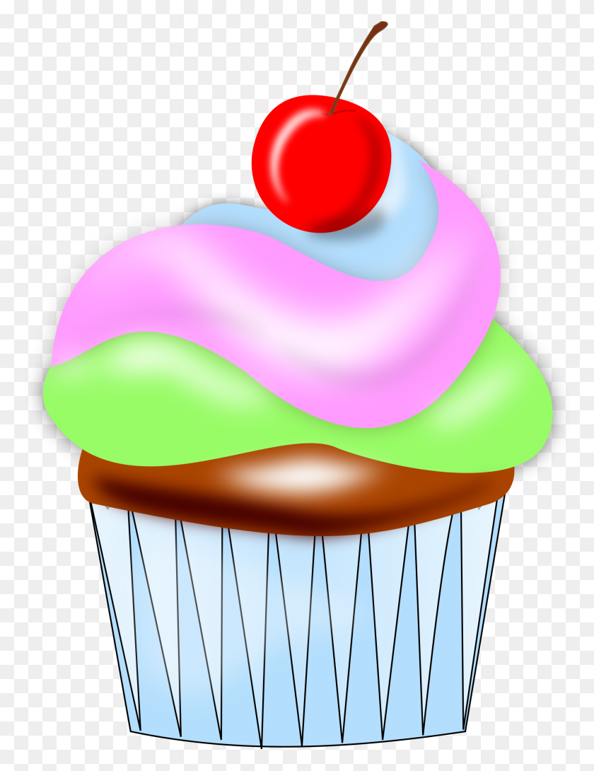 1816x2400 Clipart - Cupcake With Candle Clipart