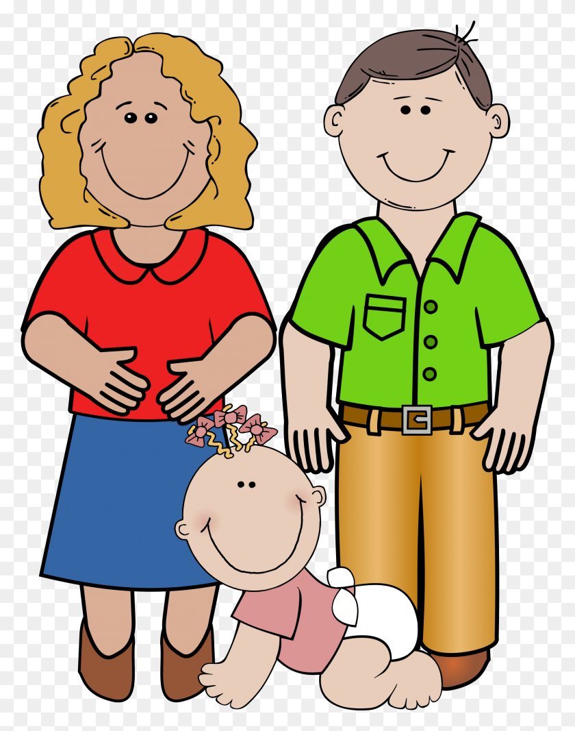 1858x2400 Clipart - Family With Baby Clipart