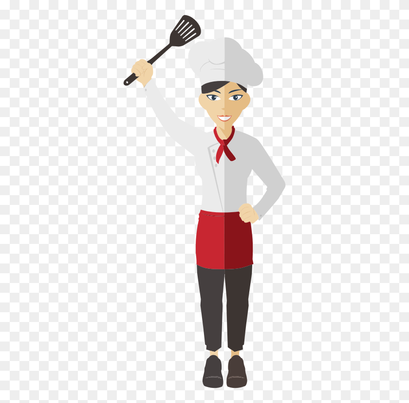 334x766 Clipart - Mujer Chef Clipart