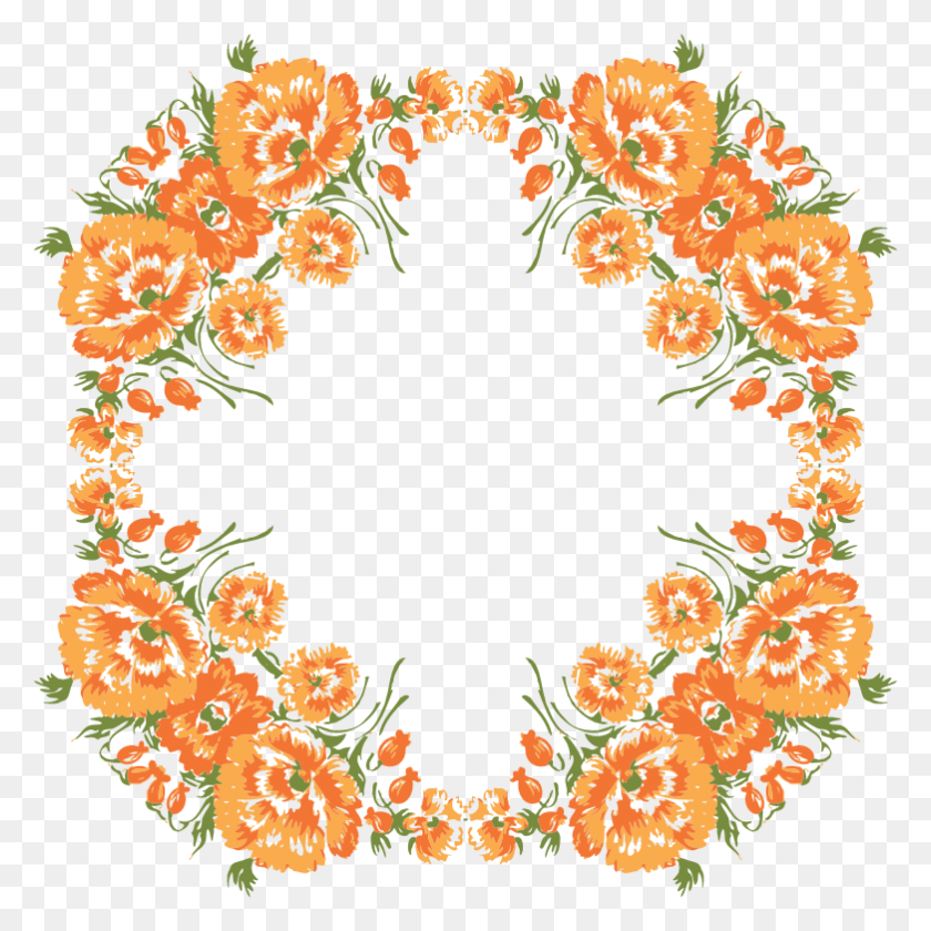782x782 Clipart - Floral Wreath PNG
