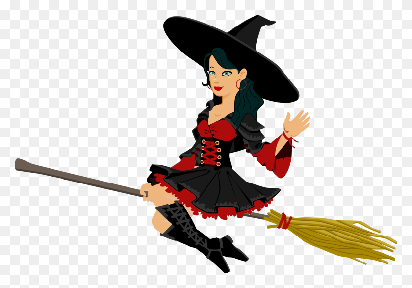 2236x1512 Clipart - Flying Witch Clipart