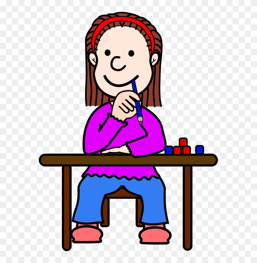 603x800 Clipart - Girl Thinking Clipart