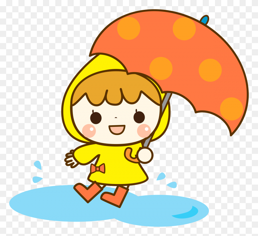 2400x2177 Clipart - Girl With Umbrella Clipart