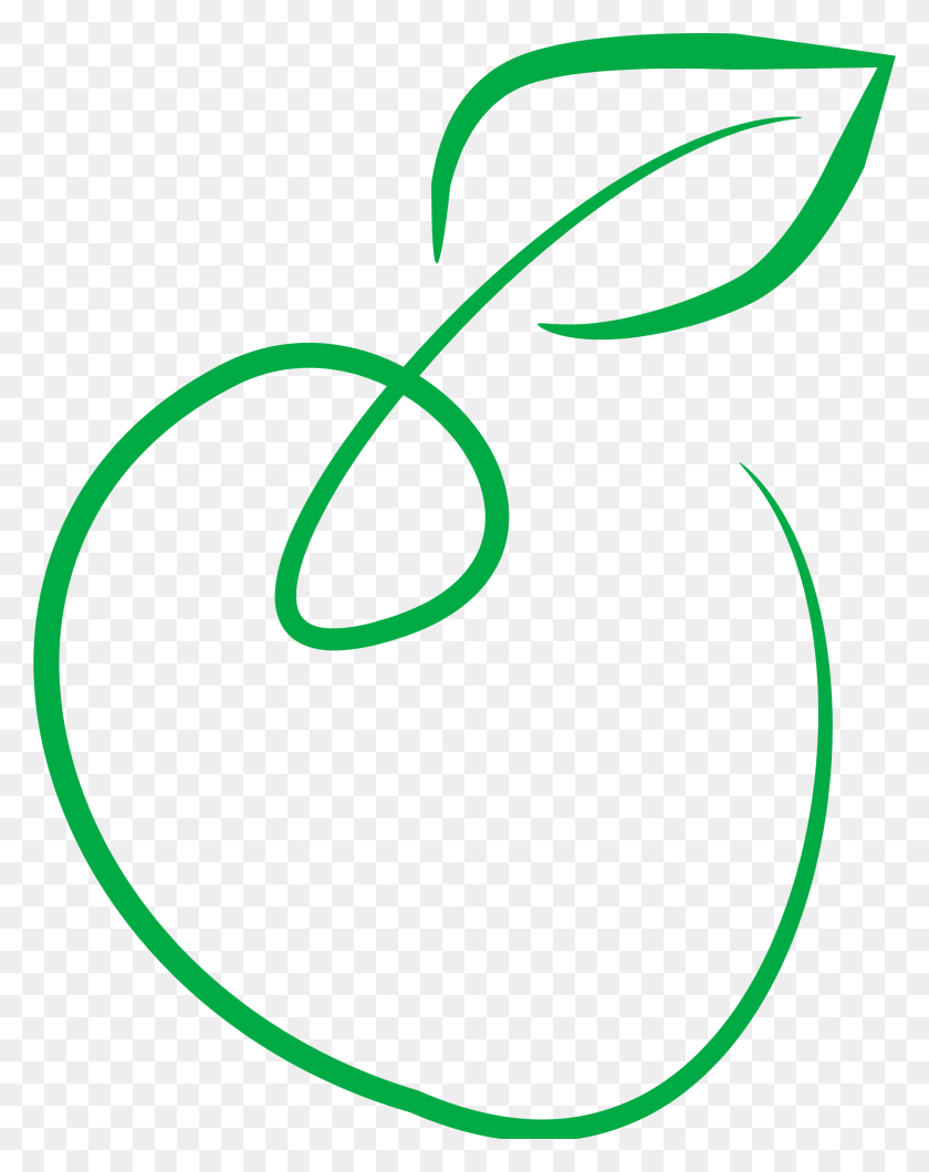 1871x2400 Clipart - Green Apple Clipart