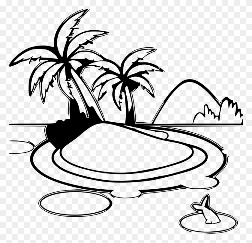 800x770 Clipart - Island Clipart Black And White