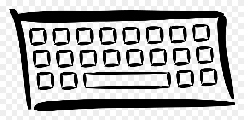 800x364 Clipart - Keyboard Clipart Black And White