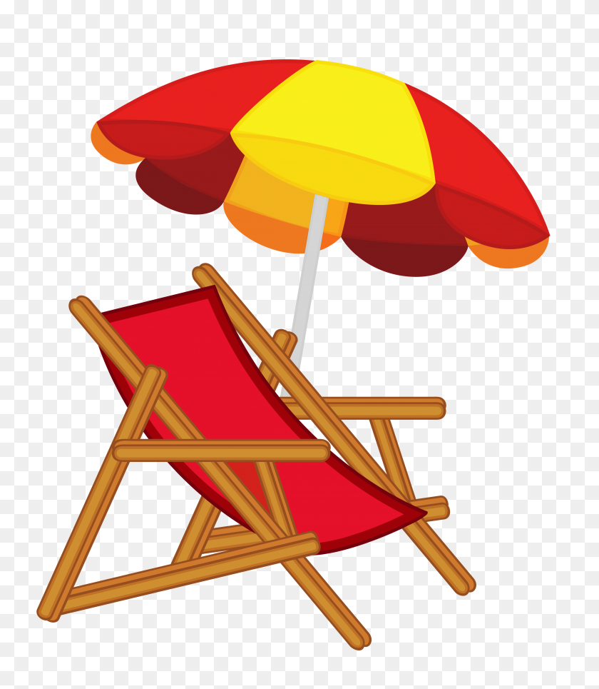 4503x5228 Clipart Beach Chair And Umbrella - Umbrella Clipart PNG