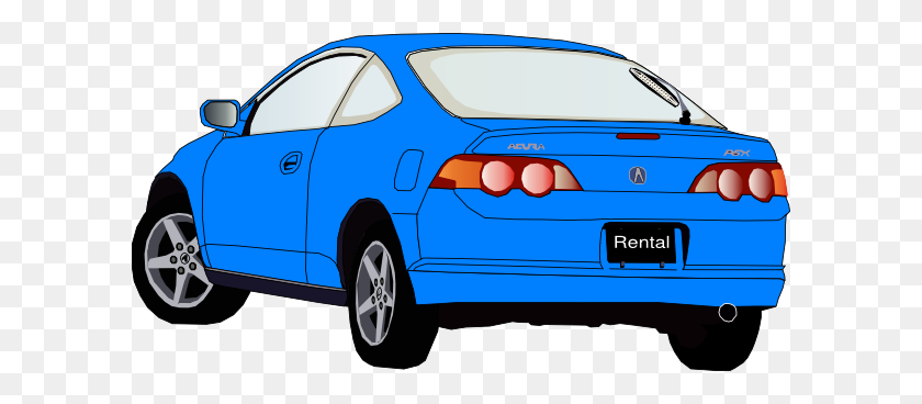 600x308 Клипарт Автомобиль Назад Авто Accura Azul Картинки На Clker Com Vector - Пригородный Клипарт