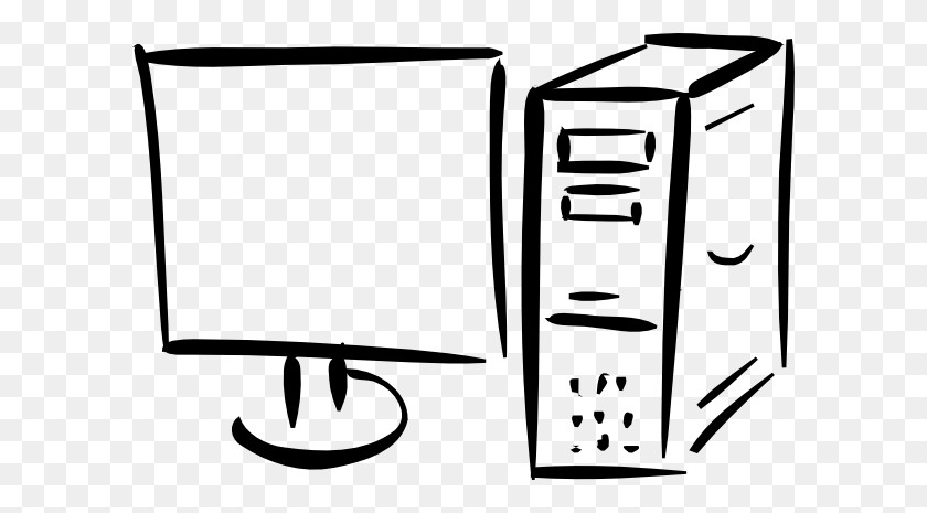 600x405 Clipart Computer - Volunteer Clipart Black And White