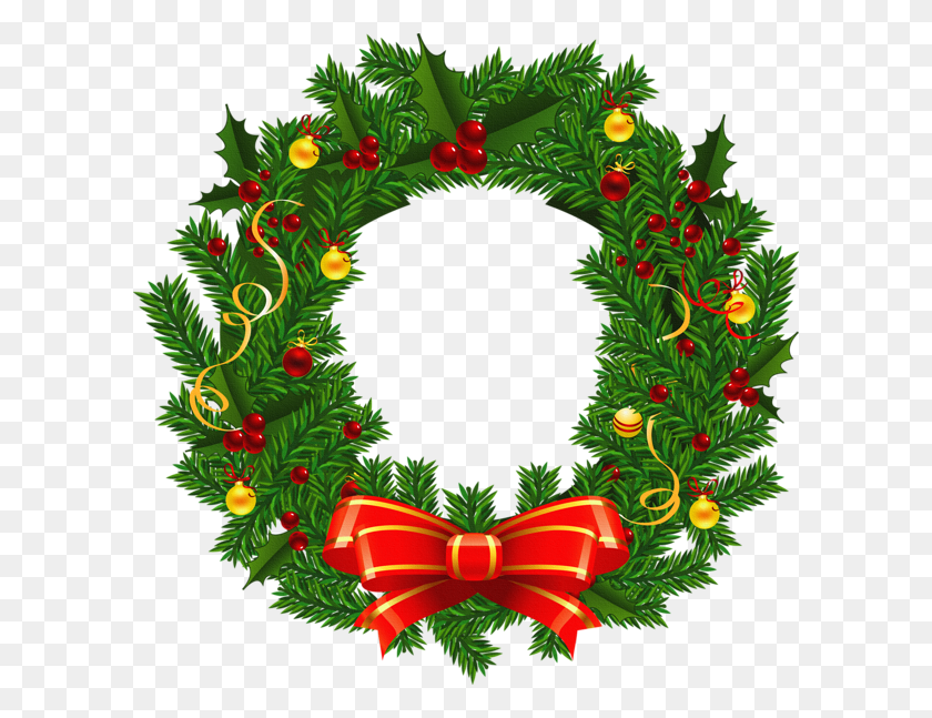 600x587 Clipart For A Christmas Wreath - Ivy Wreath Clipart