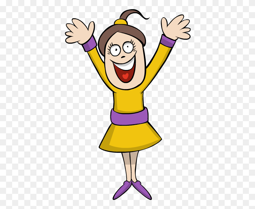 600x630 Clipart Girl Excited A Very Happy Jumping On Air Waving Its Stock - Girl Waving Clipart