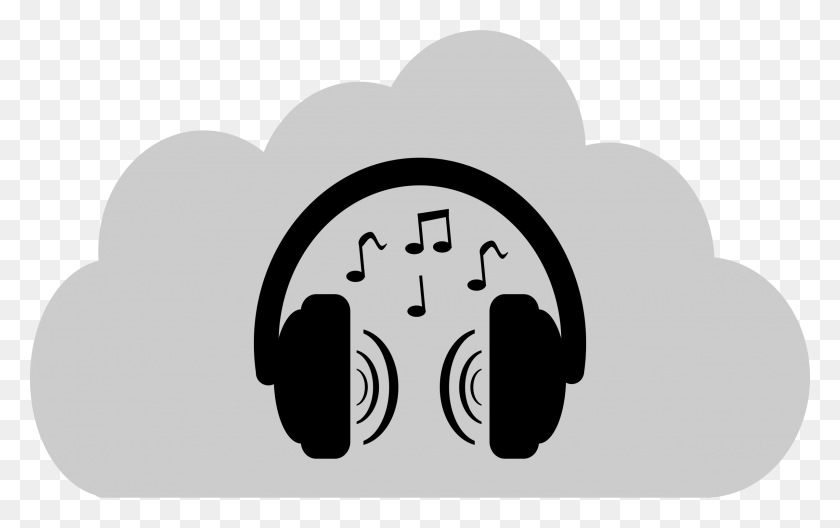 2400x1442 Clipart Headphones With Music Notes - Listening To Music Clipart