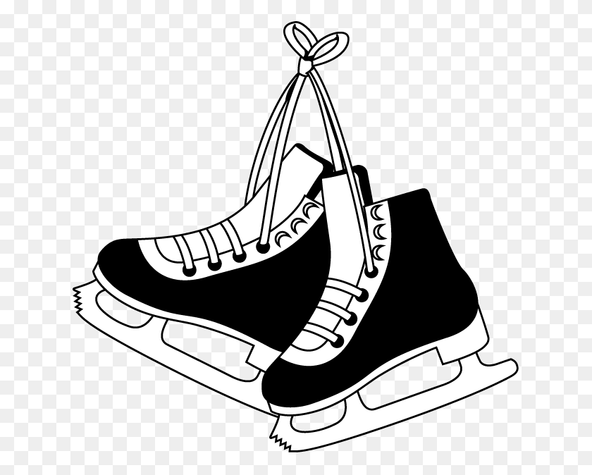 633x614 Clipart Ice Skaters - Mittens Clipart Black And White