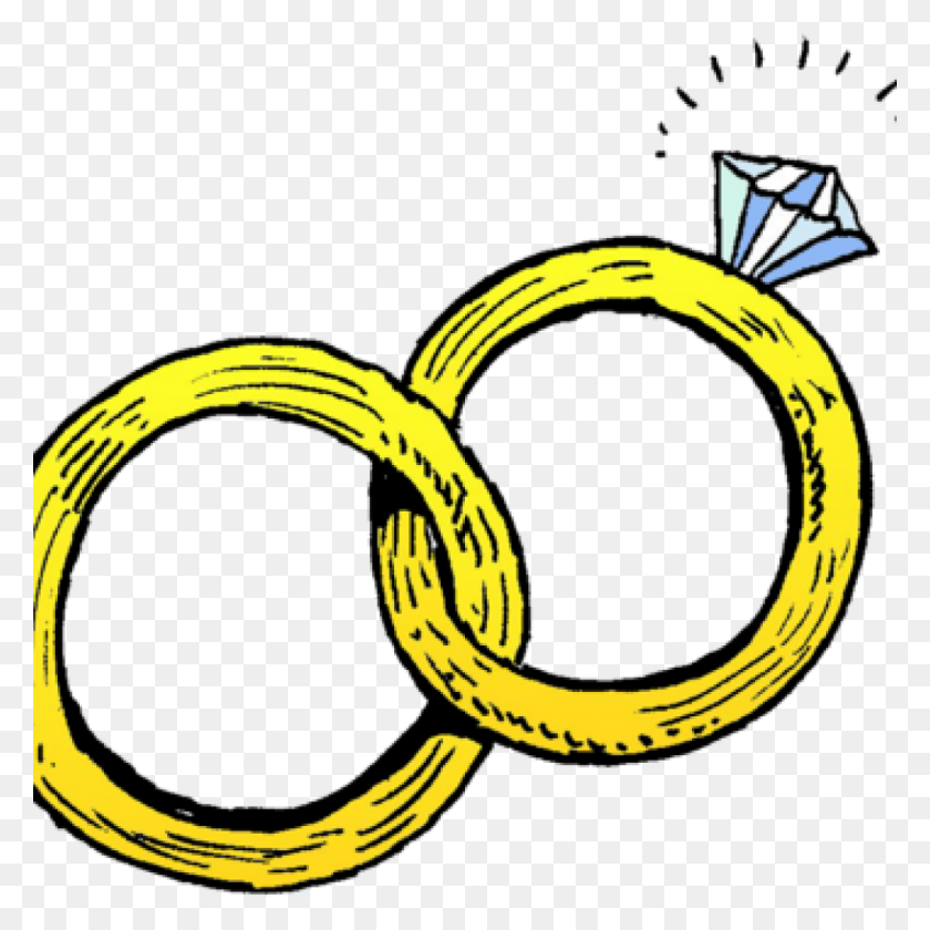 1024x1024 Clipart Illustration Of Two Gold Bridal Wedding Rings Resting - Gold Ring Clipart
