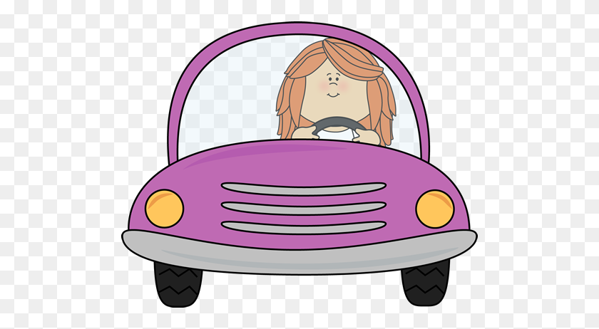 500x402 Clipart Image Of A Redheaded Girl Driving Green Car Clip Art - Green Car Clipart