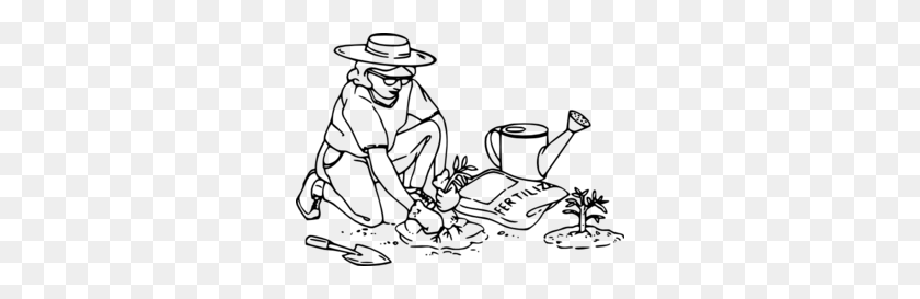 300x213 Clipart Male Gardener Outline Collection - Push Mower Clipart