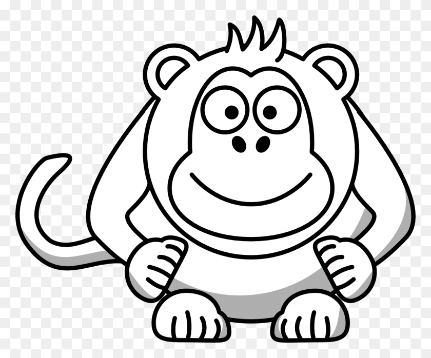 1331x1090 Clipart Of A Black And White Lineart Sitting Monkey Pirate - Pirate Clipart Black And White