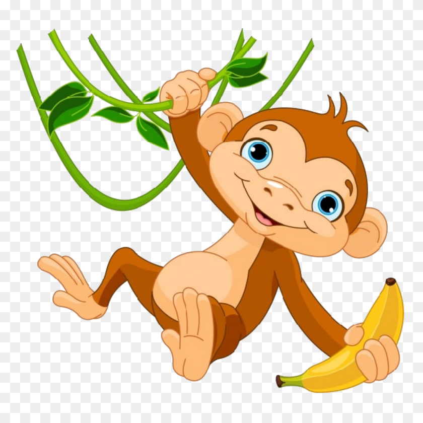 1024x1024 Clipart De Un Mono Chimp Sentado Y Sosteniendo Un Cono De Helado - Chimp Clipart