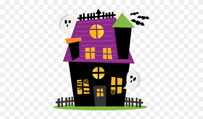432x432 Clipart Of A Haunted House Winging - Trick Clipart