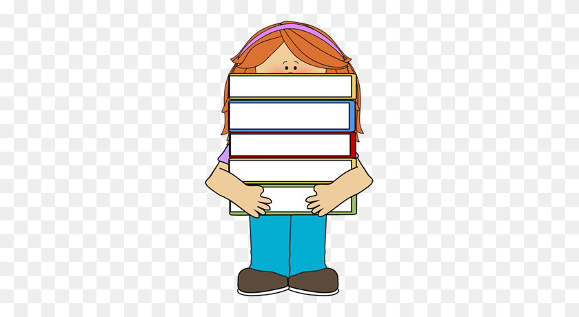 245x400 Clipart Of Girl With Books - Girl Waving Clipart