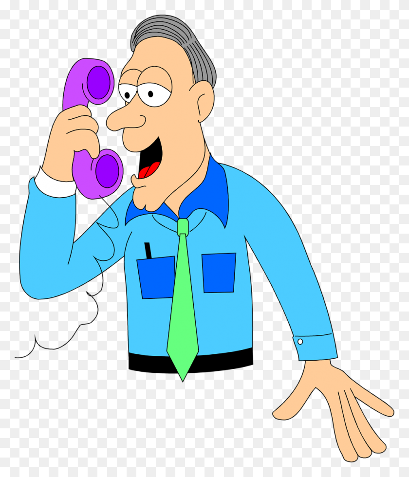 958x1131 Clipart Of Man On Telephone Collection - Old Telephone Clipart