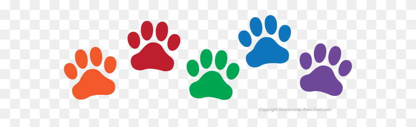 582x197 Clipart Of Paw Print Collection - Cat Paw Print Clip Art