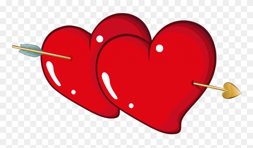 1024x565 Clipart Of Valentine Hearts Winging - Heart With Arrow Clipart