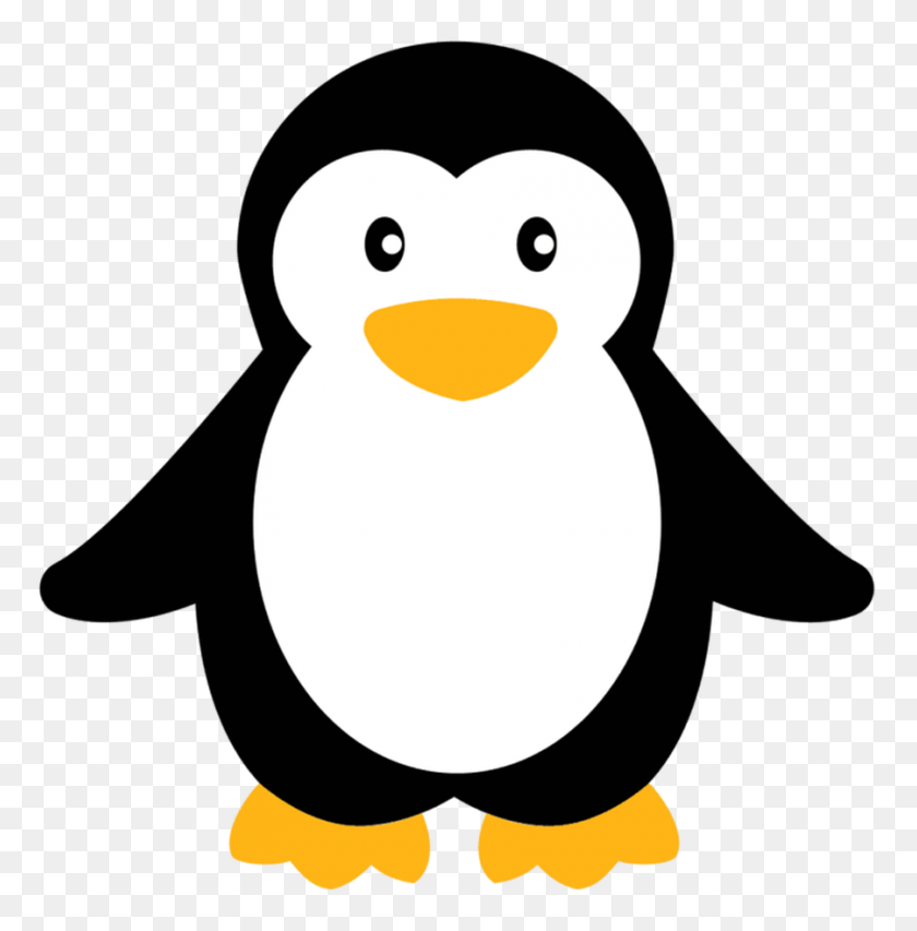 900x916 Клипарт Пингвин - Забавный Клипарт Черно-Белое