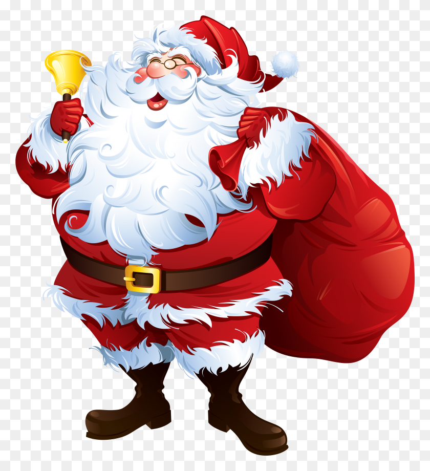 3895x4299 Clipart Pretentious Idea Santa Claus Clipart With Bell - Santa Claus PNG